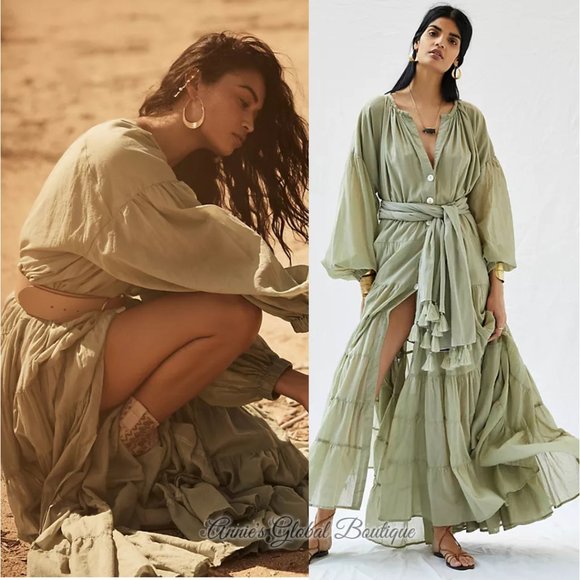 RARE NWT ANTHROPOLOGIE Erika Peña Ruffled Maxi Dress. One-Size - Picture 7 of 16